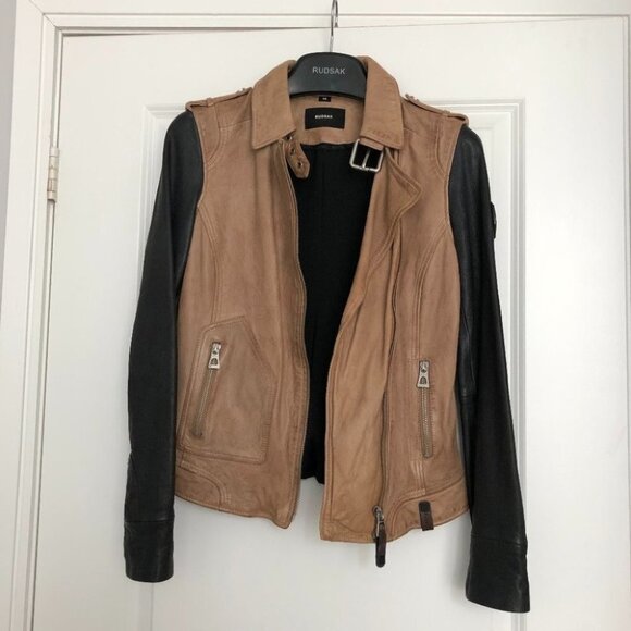 Rudsak  Two-Tone Leather Biker Jacket - Picture 1 of 9